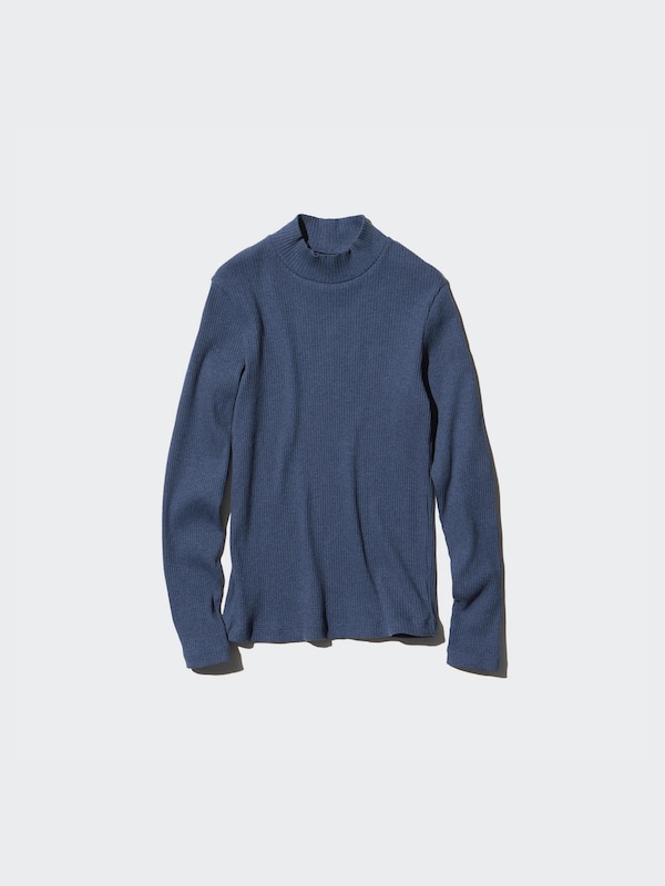Ribbed High Neck Long-Sleeve T-Shirt