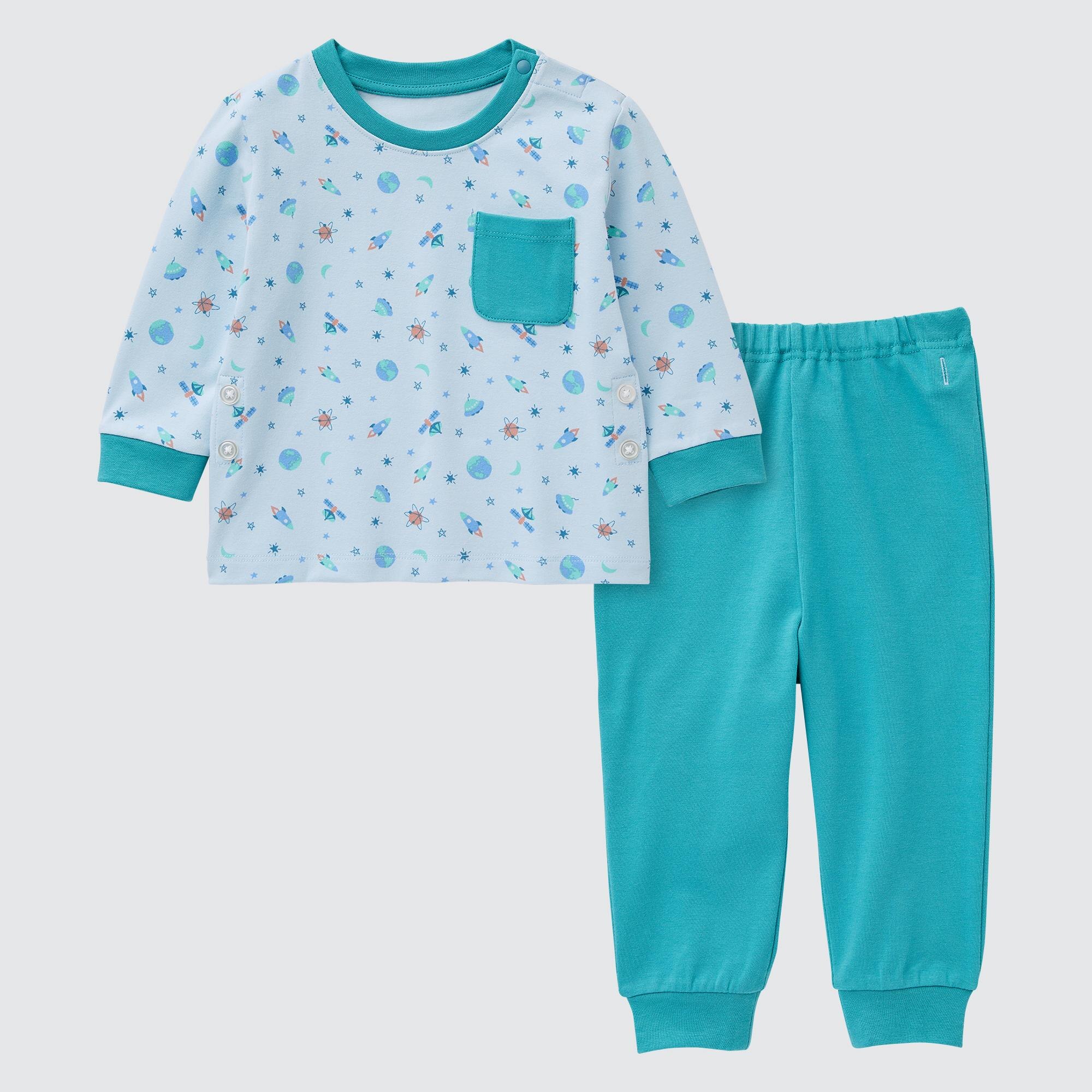 Uniqlo Neonati Abbigliamento Abbigliamento per la notte Pigiami 12-18 Mo Cotone Pigiama Stampa Spazio Maniche Lunghe 