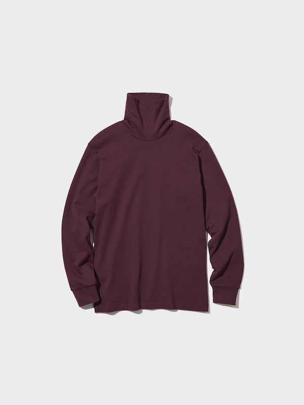 Brushed Cotton Turtleneck Long-Sleeve T-Shirt