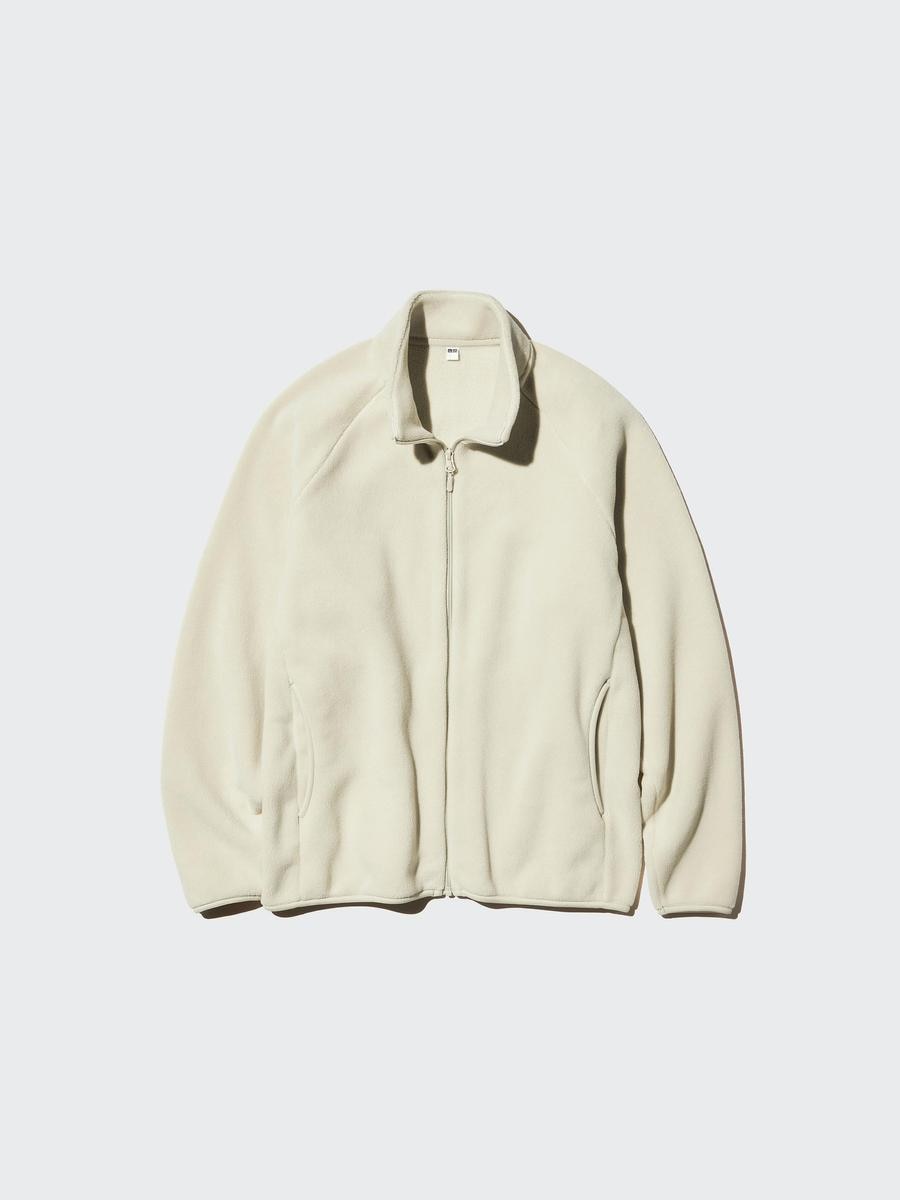 UNIQLO Men's Fleece Full-Zip Jacket, Natural, 3