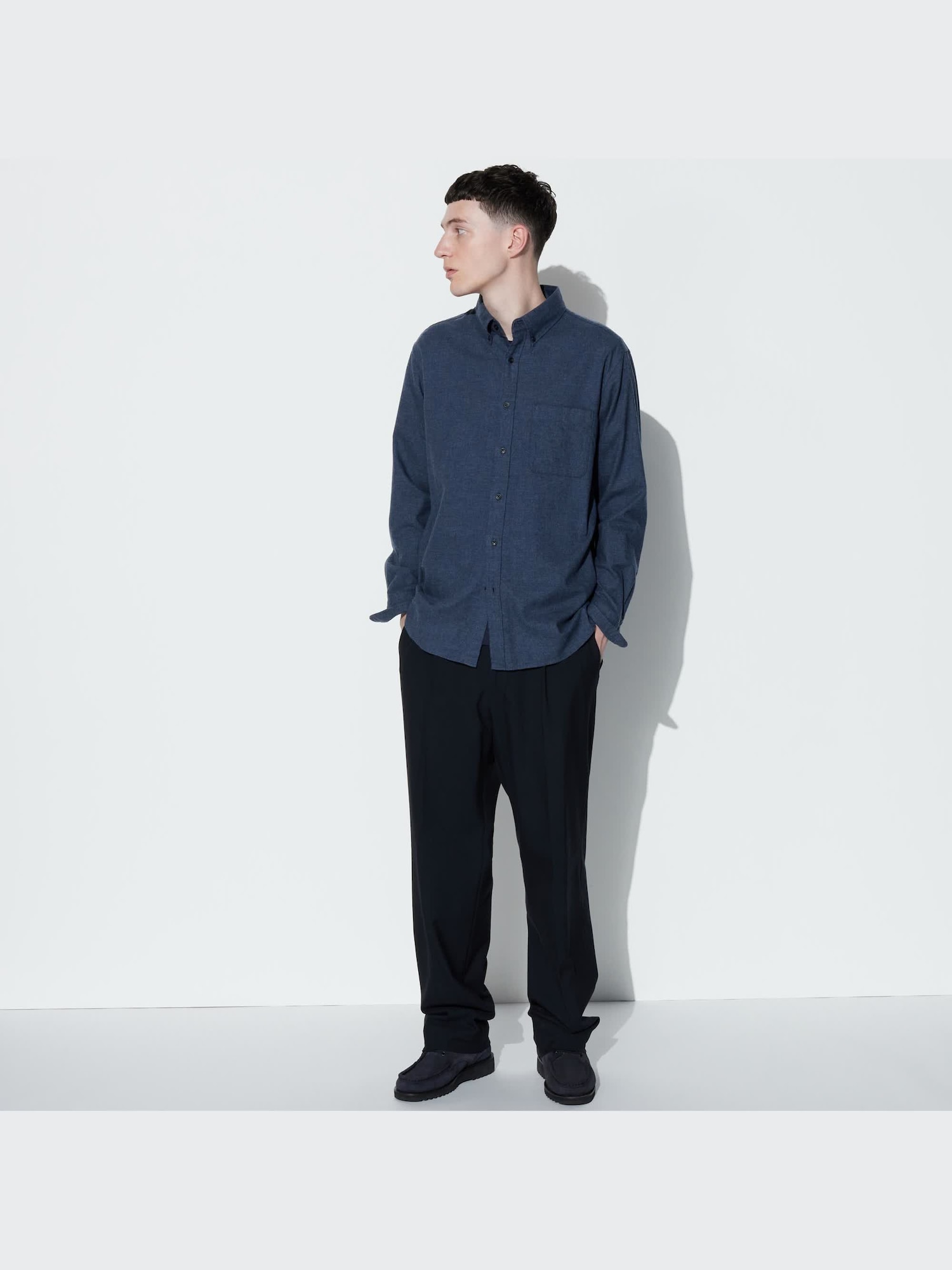 FLANNEL SHIRT BUTTONED DOWN COLLAR | UNIQLO CA