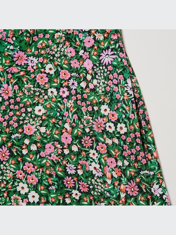 Printed V-Neck Long-Sleeve Flare Mini Dress