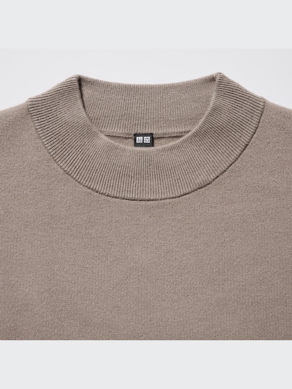 Souffle Yarn Mock Neck Long-Sleeve Dress
