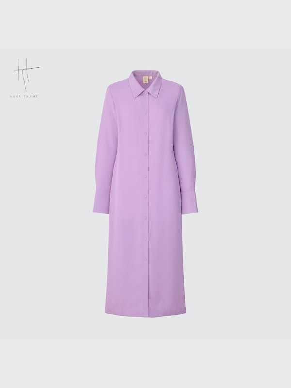Long-Sleeve Long Shirt Dress (Hana Tajima)