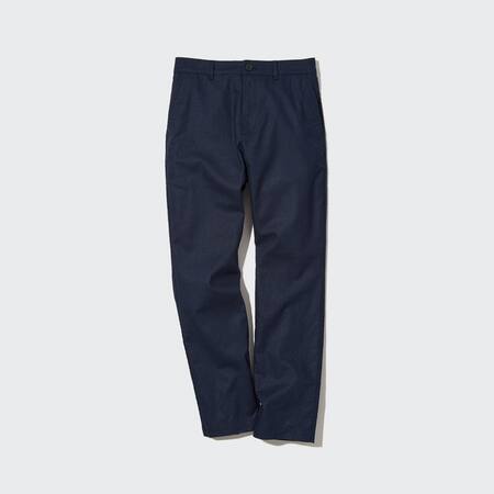 Linen Cotton Blend Tapered Trousers