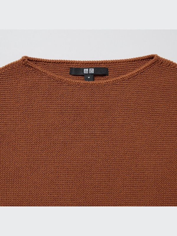 3D Knit Cotton Wide 3/4 Sleeve Sweater