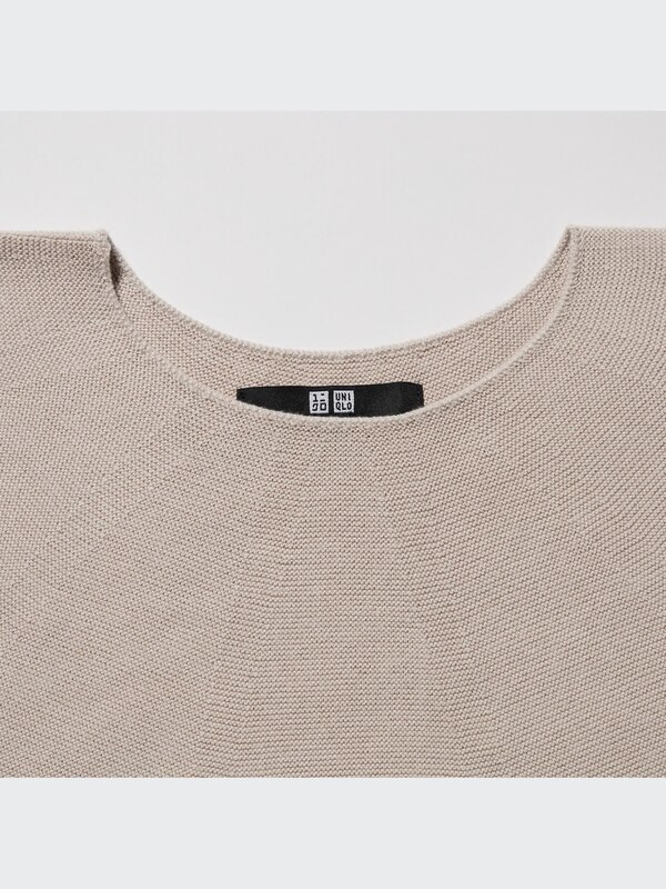 3D Knit Cotton Dolman Long-Sleeve Sweater