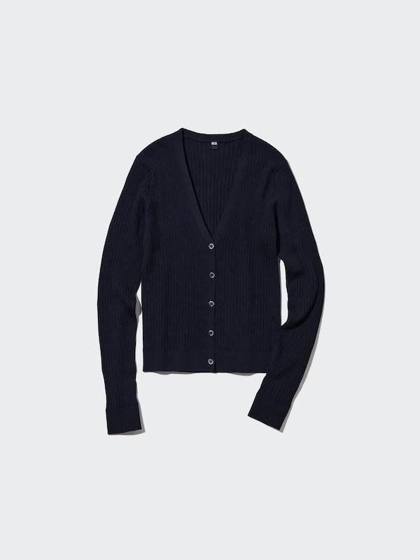 Extra Fine Merino Ribbed Short Long-Sleeve Cardigan
