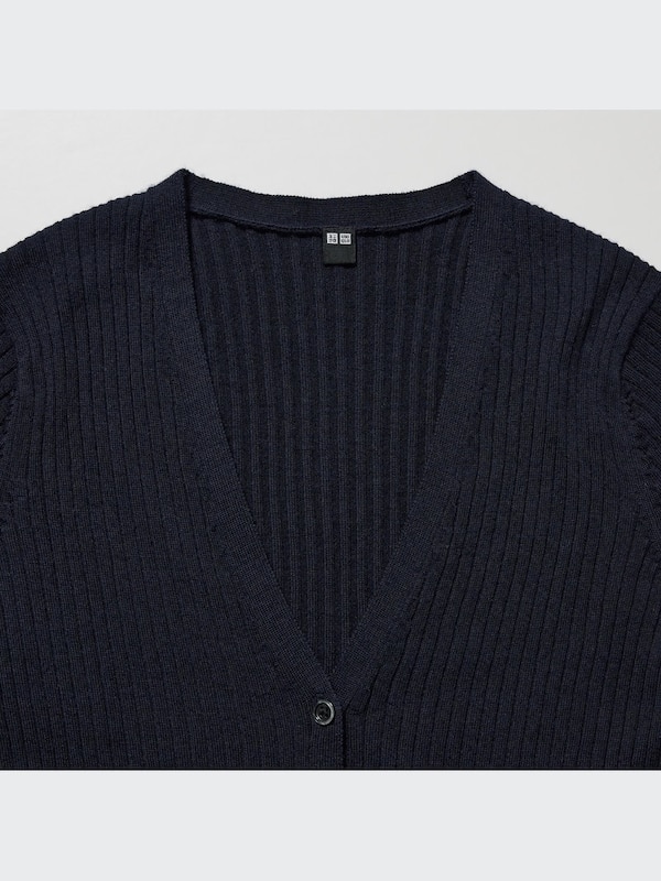 Extra Fine Merino Ribbed Short Long-Sleeve Cardigan