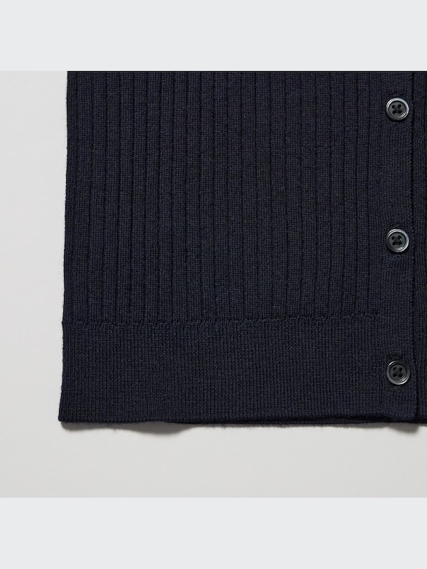 Extra Fine Merino Ribbed Short Long-Sleeve Cardigan