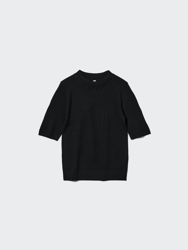 Merinowolle Pullover (gerippt, Halbarm, kurz)