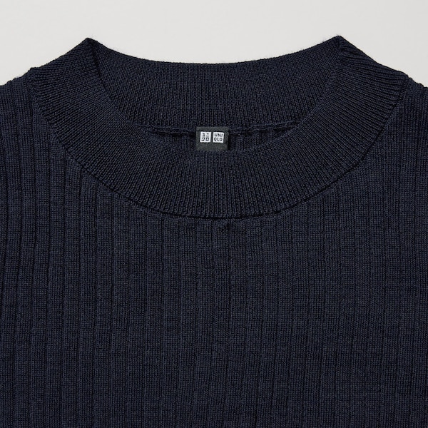 Extra Fine Merino Ribbed Half-Sleeve Short Sweater | UNIQLO US