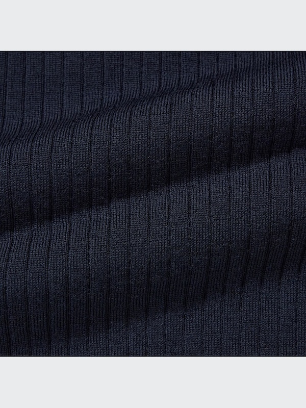Extra Fine Merino Ribbed Half-Sleeve Short Sweater