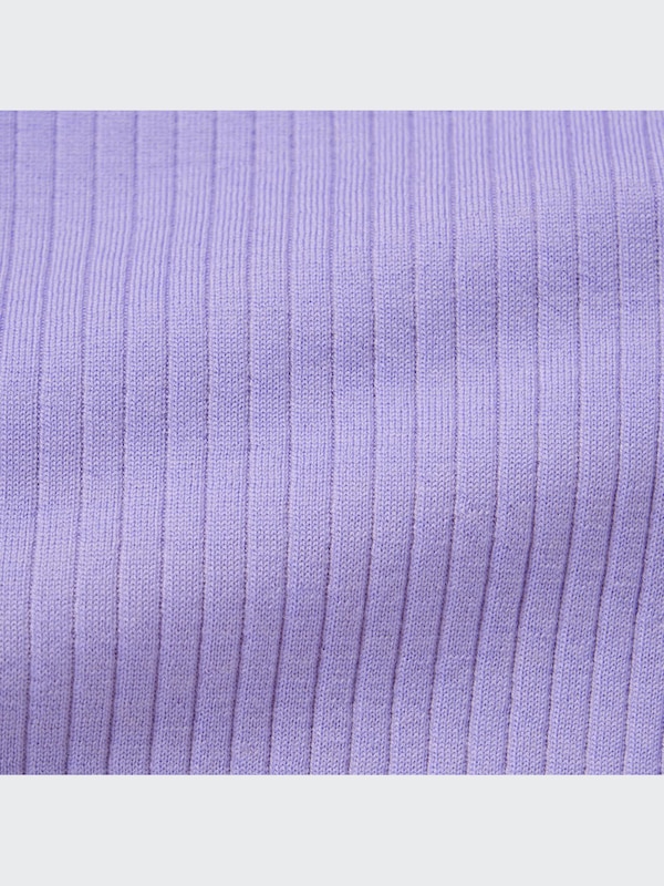 Extra Fine Merino Ribbed Half-Sleeve Short Sweater