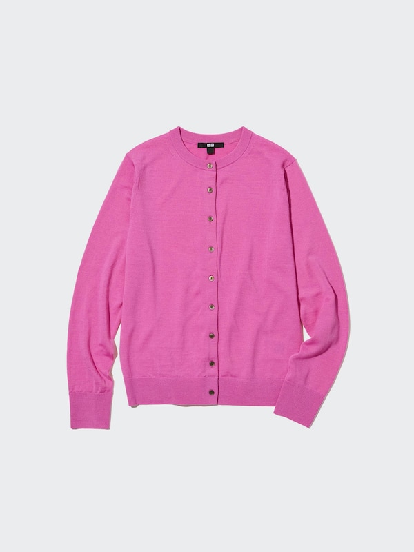 EXTRA FINE MERINO CREW NECK CARDIGAN
