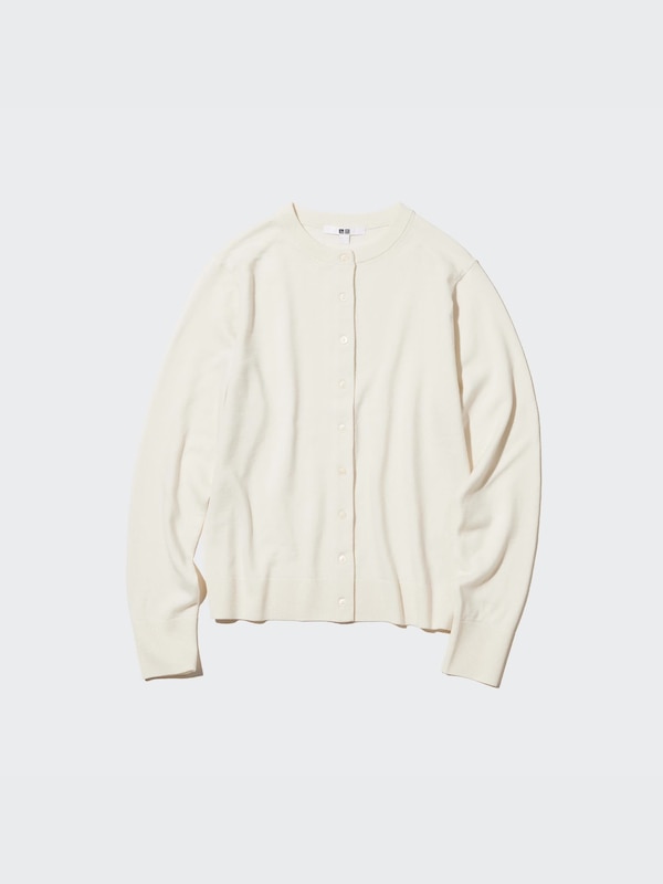 EXTRA FINE MERINO CREW NECK CARDIGAN