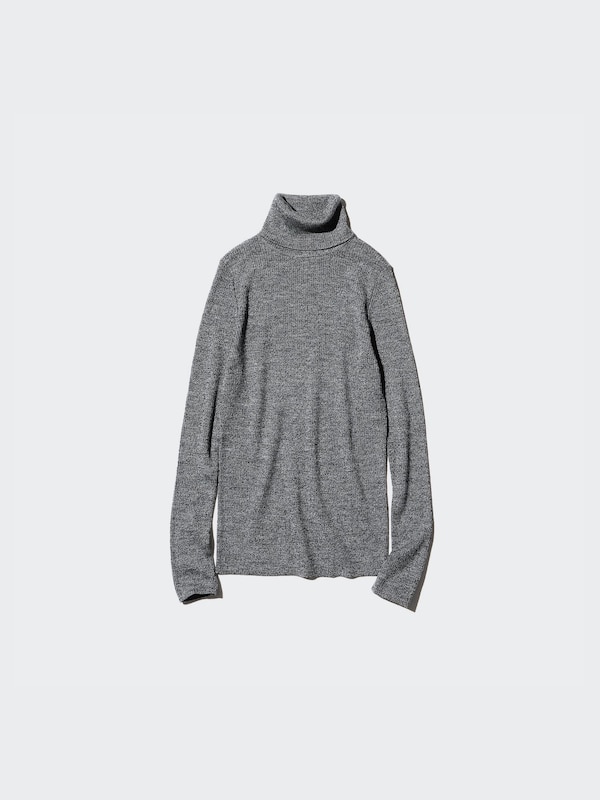 WOMEN EXTRA FINE MERINO RIBBED TURTLENECK SWEATER