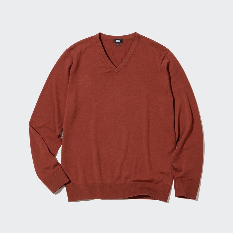 Uniqlo Extra Fine Merino V-Neck Long-Sleeve Sweater