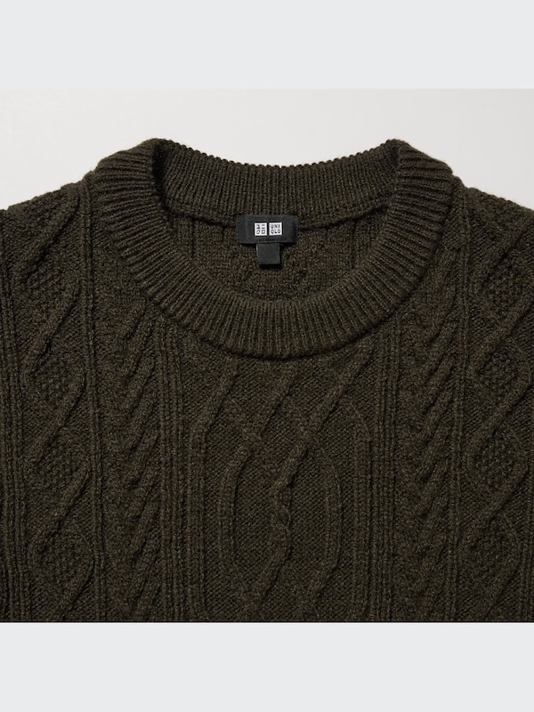 Low Gauge Aran Crew Neck Long-Sleeve Sweater