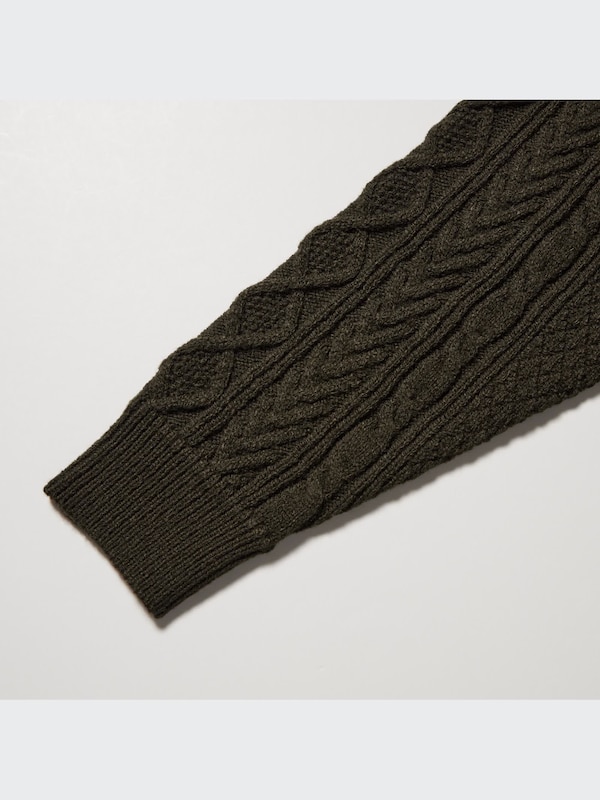 Low Gauge Aran Crew Neck Long-Sleeve Sweater
