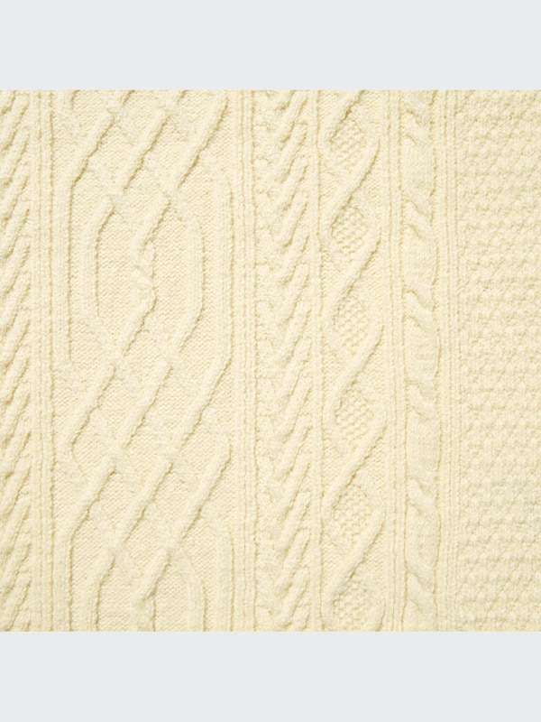 Low Gauge Aran Crew Neck Long-Sleeve Sweater