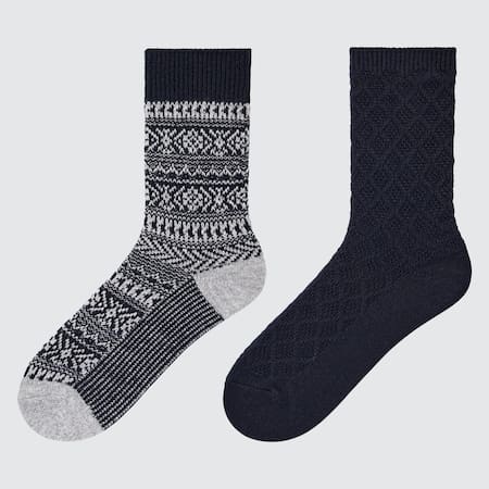 HEATTECH Fair Isle Print Socks (Two Pairs)