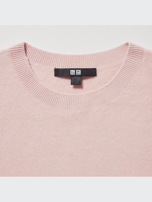 3D Knit Cashmere Crew Neck Long-Sleeve Sweater
