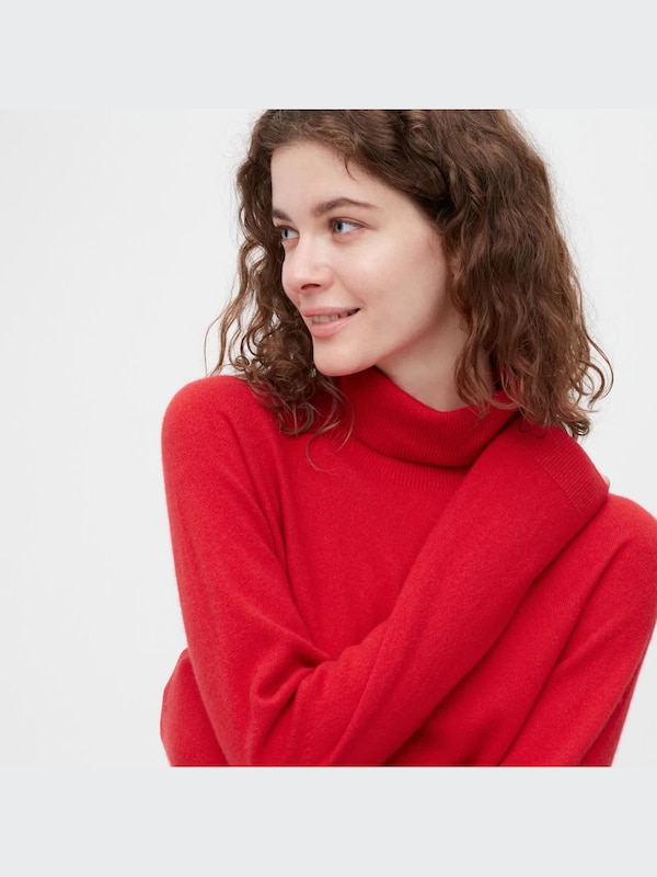 3D Knit Cashmere Turtleneck Long-Sleeve Sweater
