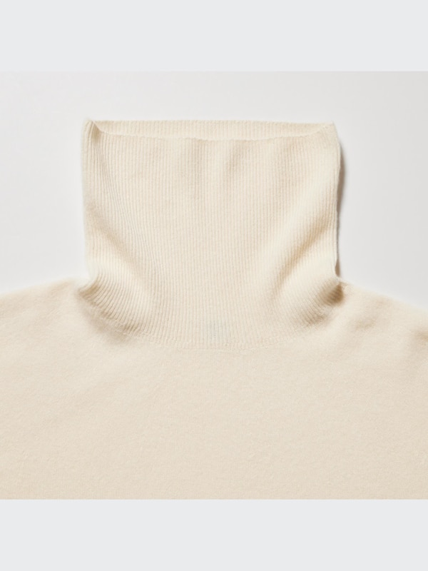 3D Knit Cashmere Turtleneck Long-Sleeve Sweater