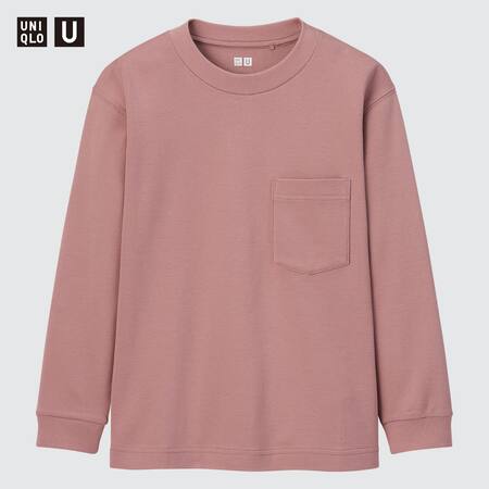 T-Shirt Uniqlo U 100% Cotone Girocollo Maniche Lunghe Bambino
