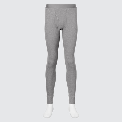 MUJI Men's Warm Innerwear Organic Long Tights Heattech Pants, Dark Gray, M