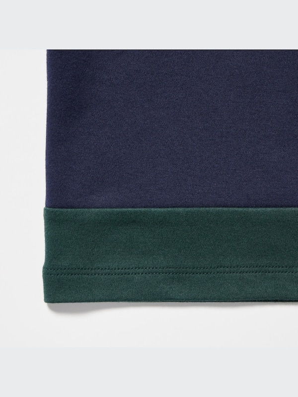 Brushed Cotton Crew Neck Color Block Long-Sleeve T-Shirt