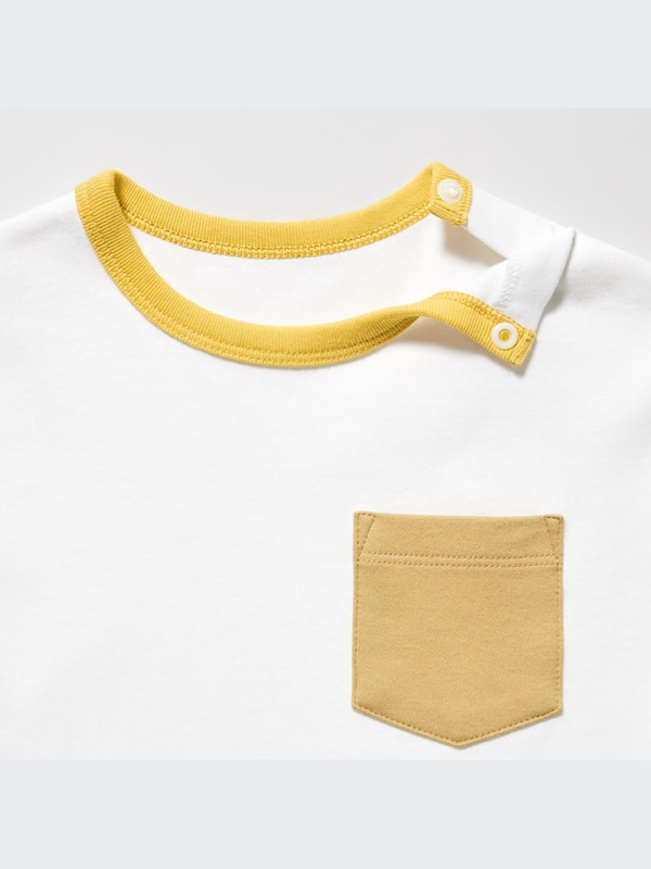 Brushed Cotton Crew Neck Color Block Long-Sleeve T-Shirt