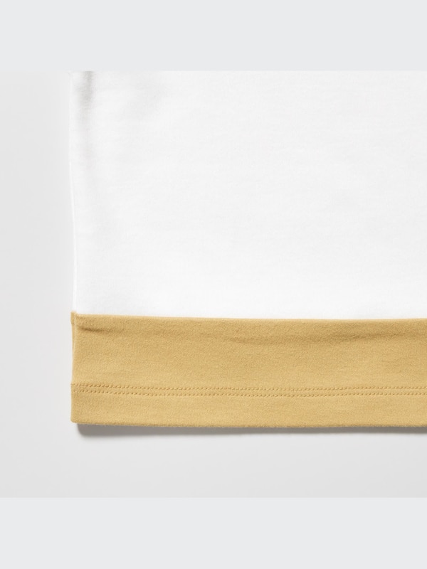 Brushed Cotton Crew Neck Color Block Long-Sleeve T-Shirt
