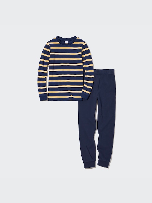 Ultra Stretch Waffle Sweat Long-Sleeve Striped Set