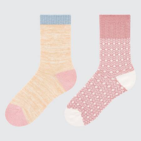 Girls HEATTECH Colour Block Socks (Two Pairs)