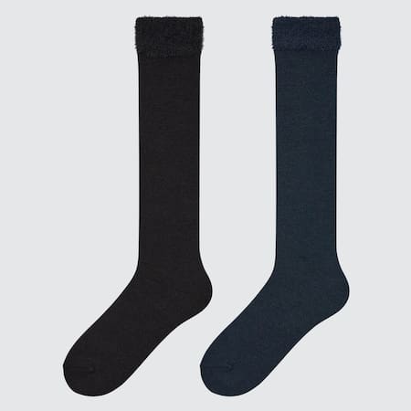 Girls HEATTECH Knee High Fluffy Socks (Two Pairs)