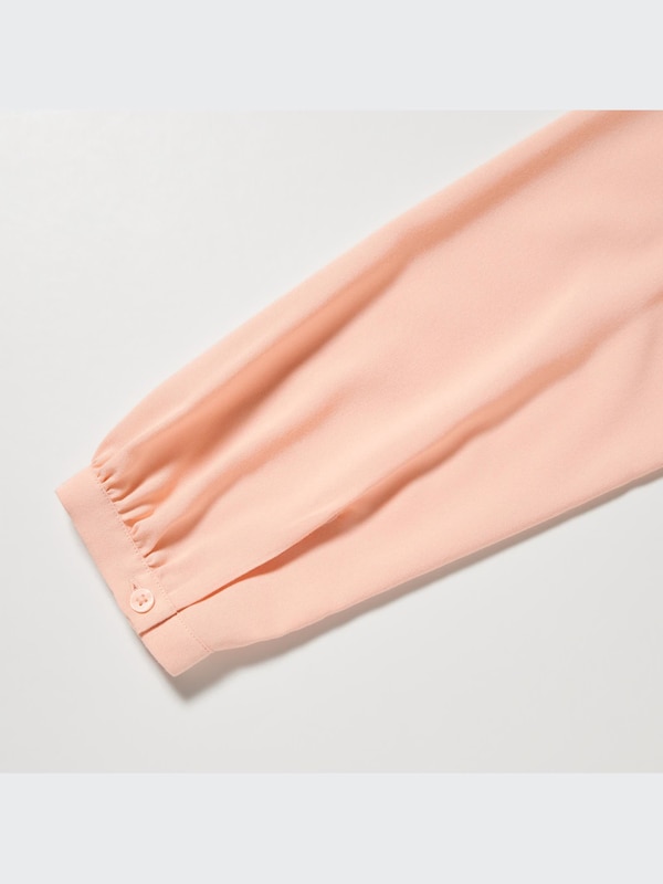 Rayon Pintuck Long-Sleeve Blouse