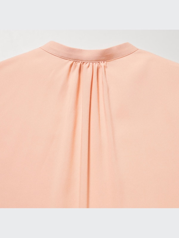 Rayon Pintuck Long-Sleeve Blouse