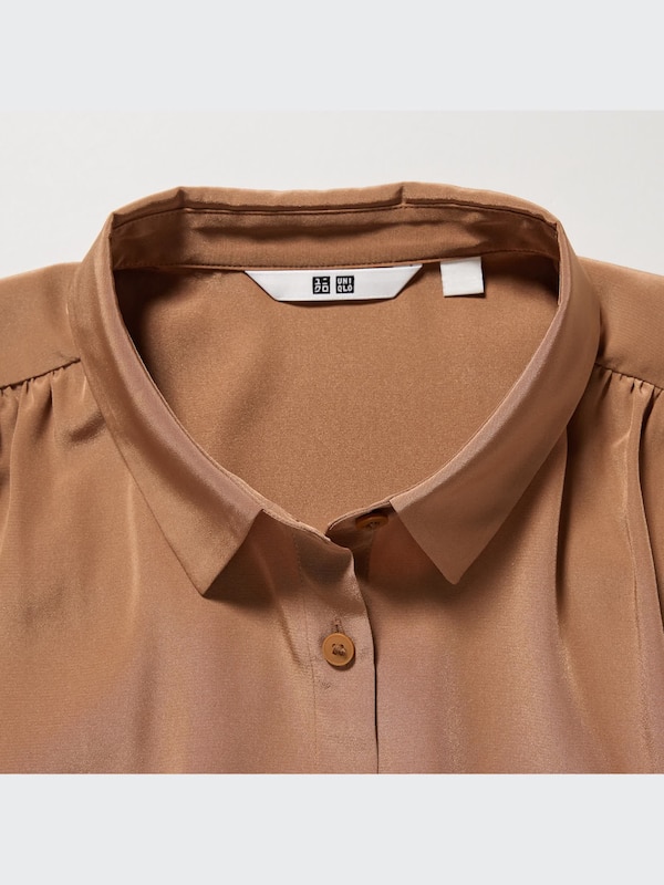 Shiny Long-Sleeve Blouse