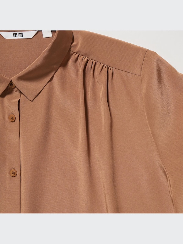 Shiny Long-Sleeve Blouse