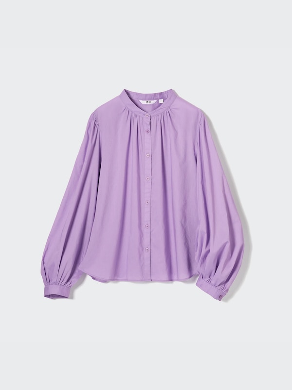 Cotton Volume Long-Sleeve Blouse
