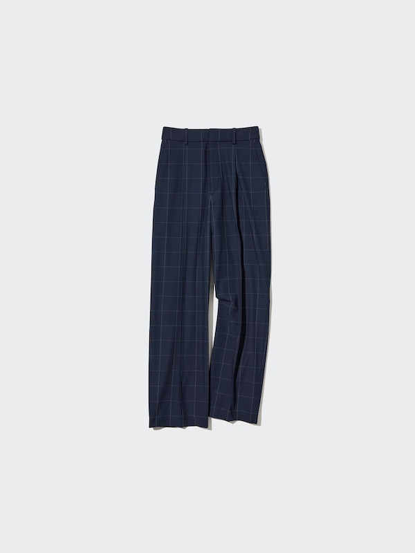 Wide-Fit Pleated Pants (Windowpane)