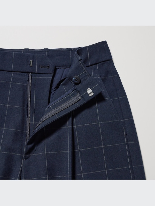 Wide-Fit Pleated Pants (Windowpane)