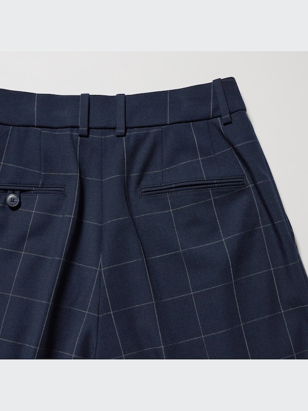 Wide-Fit Pleated Pants (Windowpane)
