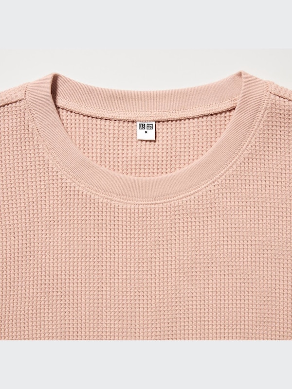 Waffle Crew Neck Long-Sleeve Dress