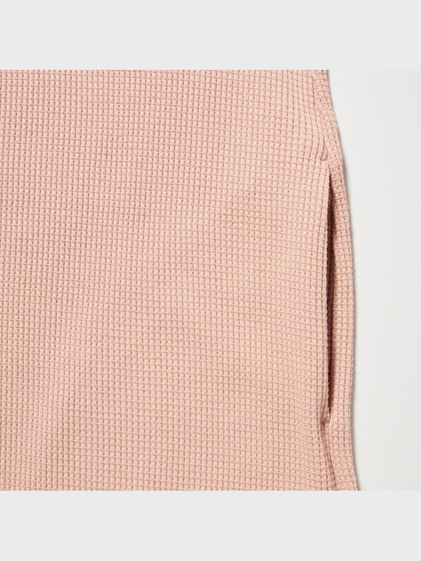 Waffle Crew Neck Long-Sleeve Dress
