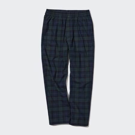 Men Flannel Print Easy Ankle Length Trousers