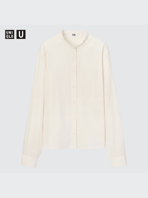 U Stand Collar Long-Sleeve Shirt