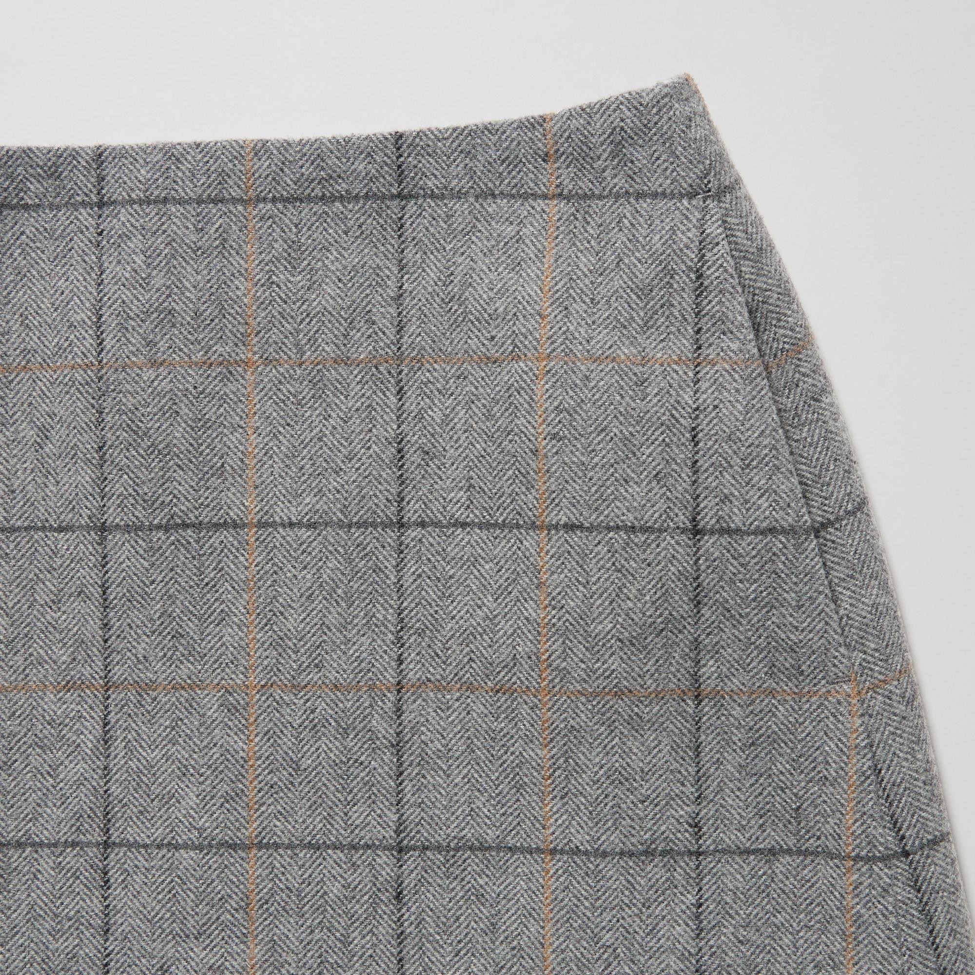 Wool Blend Checked Mini Skirt UNIQLO UK